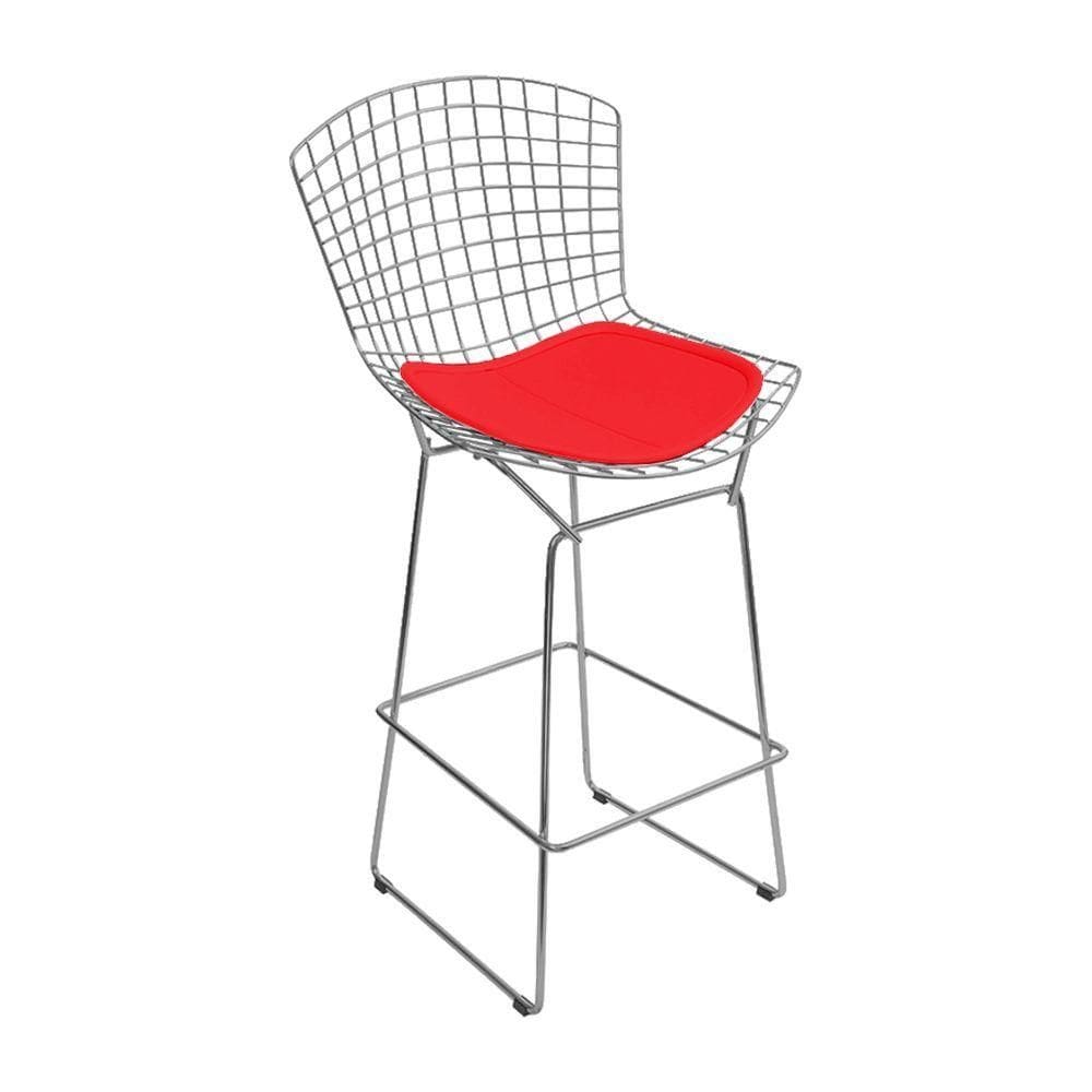 Banqueta Bertoia Cromada D60 Assento Sintético Vermelho Cor Vermelho