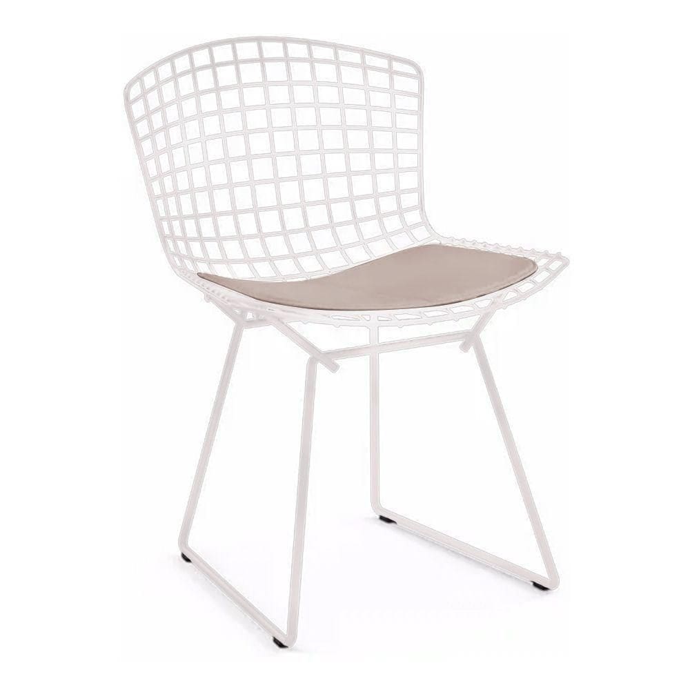 Cadeira Bertoia Branca Com Assento Bege Cor Bege