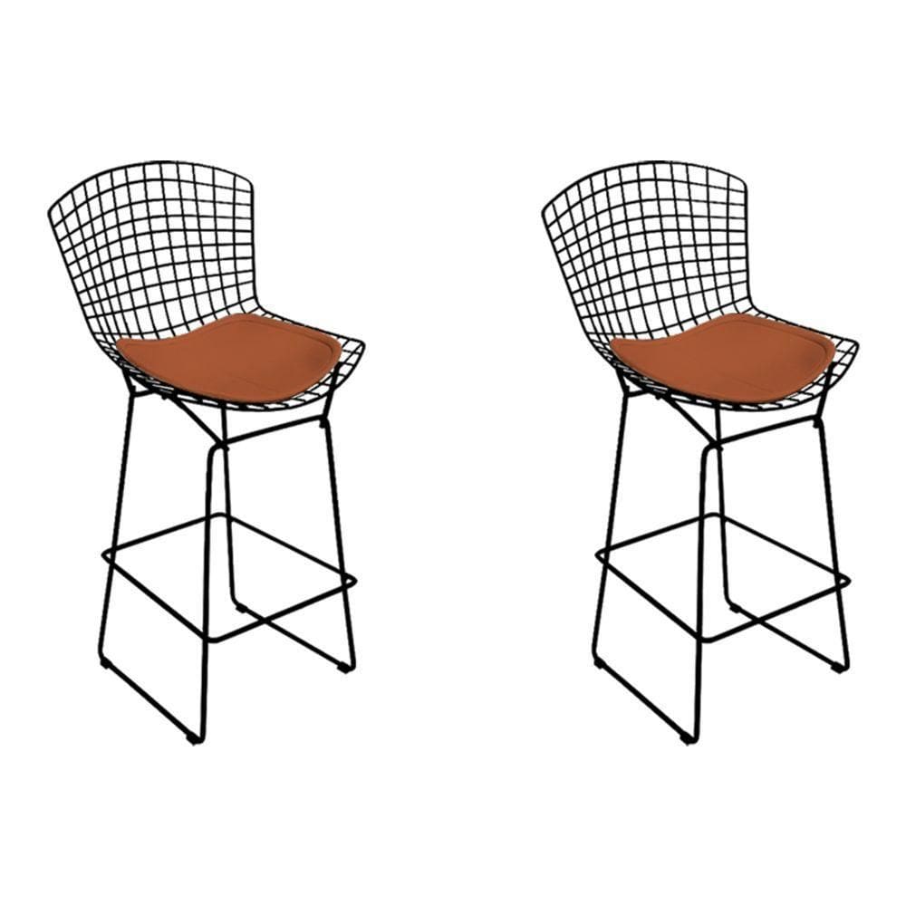Kit 2 Banquetas Bistrô Bertoia Preta D80 Com Assento Cobre Cor Preto