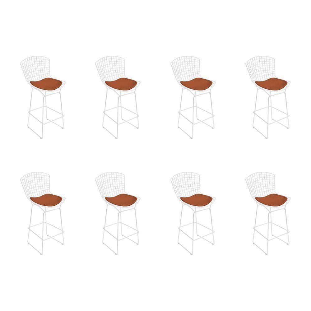 Kit 8 Banquetas Bistrô Bertoia Branca D80 Com Assento Cobre Cor Branco