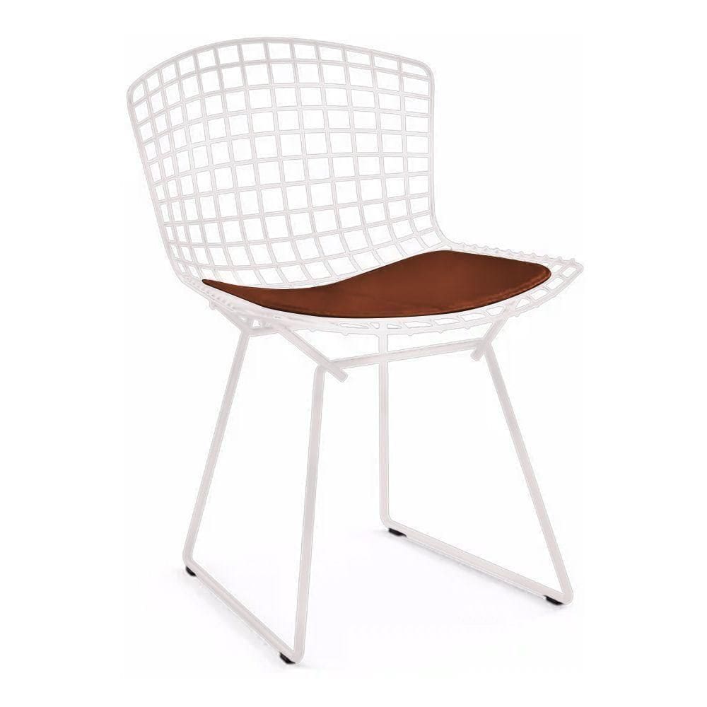 Cadeira Bertoia Branca Com Assento Marrom Cor Marrom