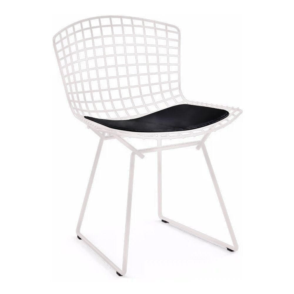Cadeira Bertoia Branca Com Assento Preto Cor Preto