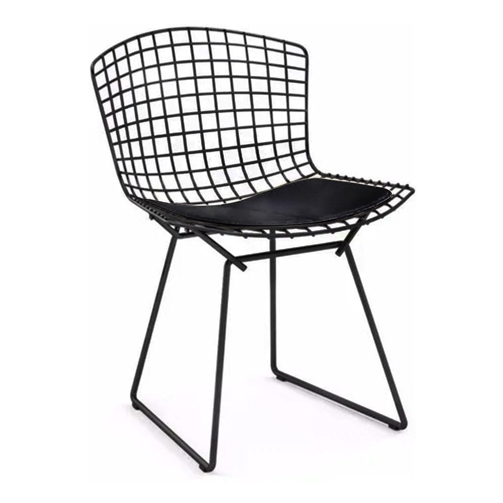Cadeira Bertoia Preta Com Assento Preto Cor Preto