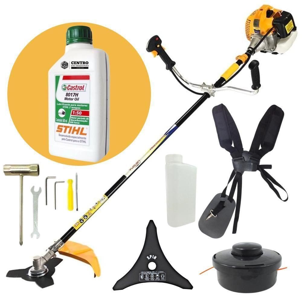 Roçadeira Potente Vulcan Vr520h 52cc + óleo Castrol Stihl 2t