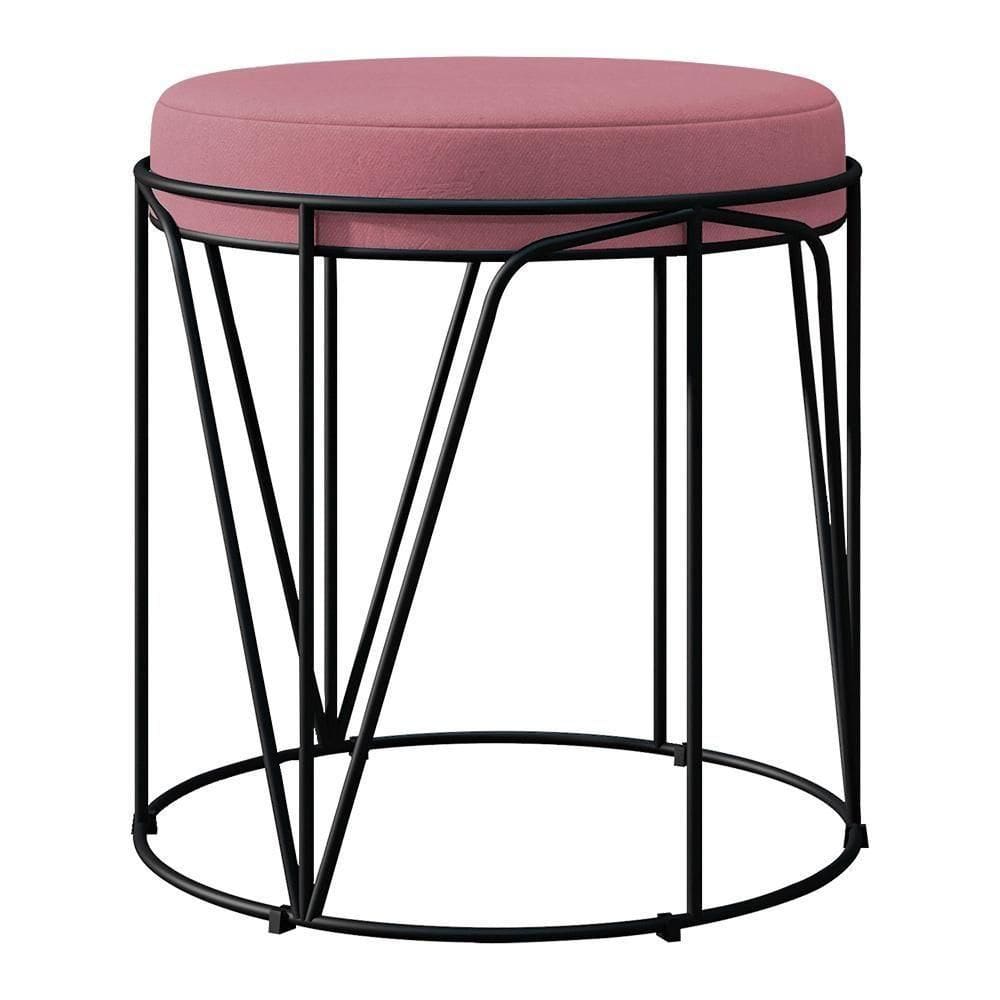 Puff Aramado Preto Zaya L02 Suede Rosê