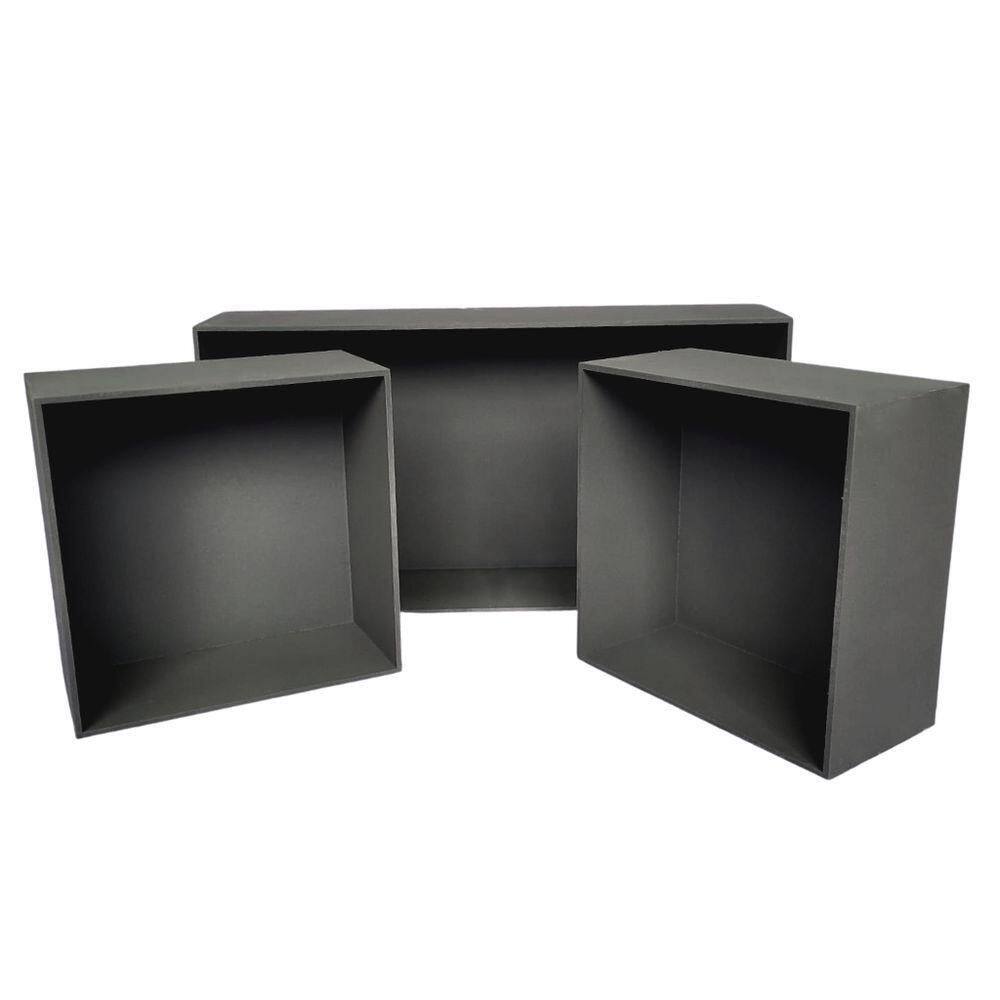 Trio De Nicho Retangular Decorativo Quarto/sala 100% Mdf Marrom Café