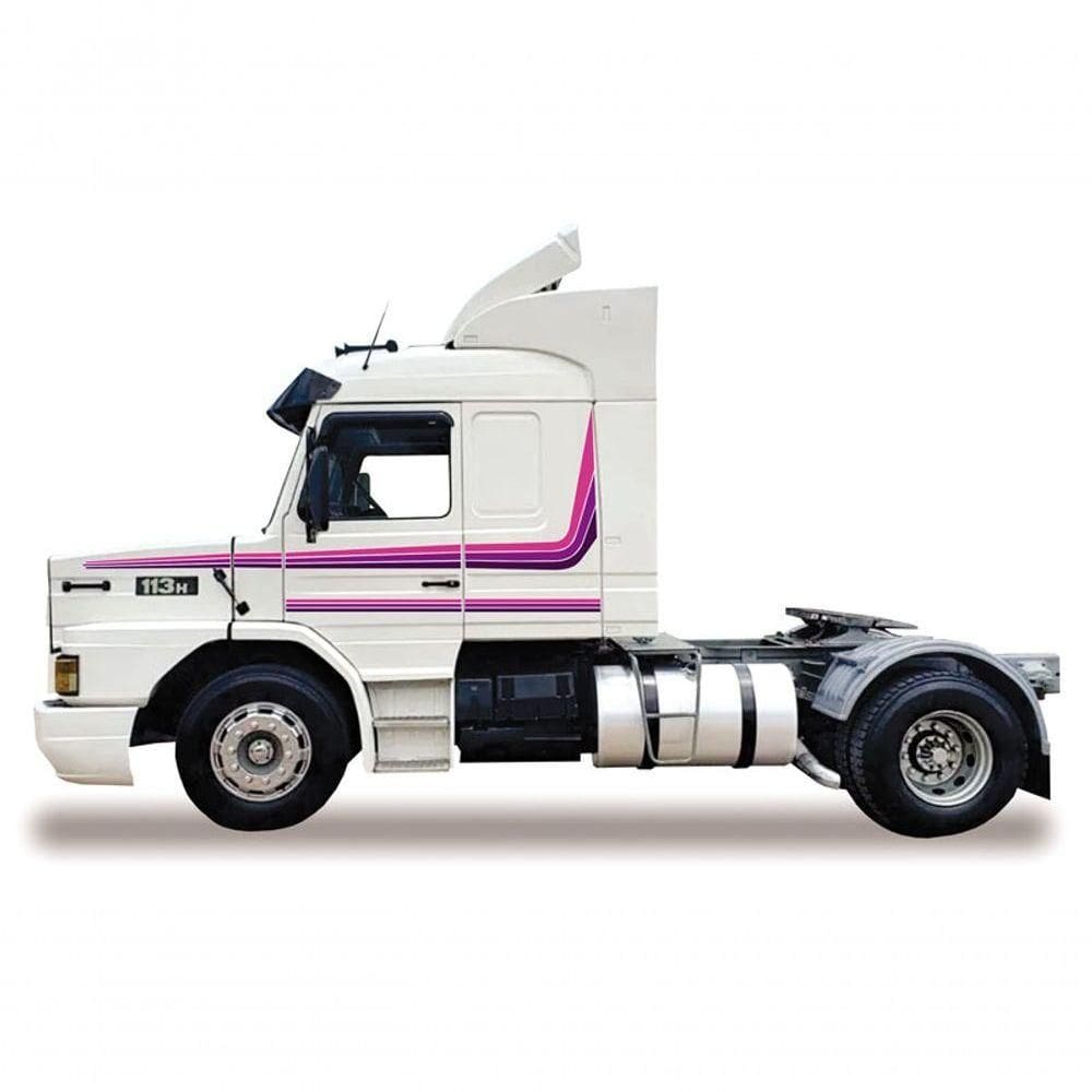 Kit Adesivo Faixas Caminhão Scania 112 Hw 113 Hw Roxo Rosa