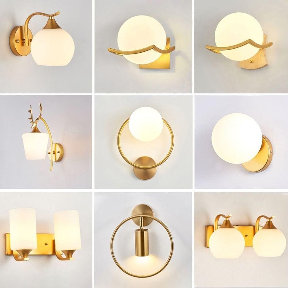 Arandelas Vidro Led Dourado Espelho E27 12W Led Bulb X1 14