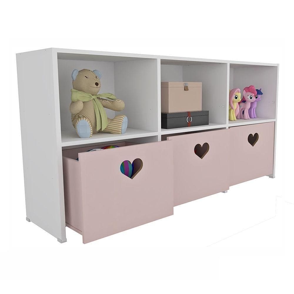 Estante De Nichos C/ Baús De Coração Samara Rosa