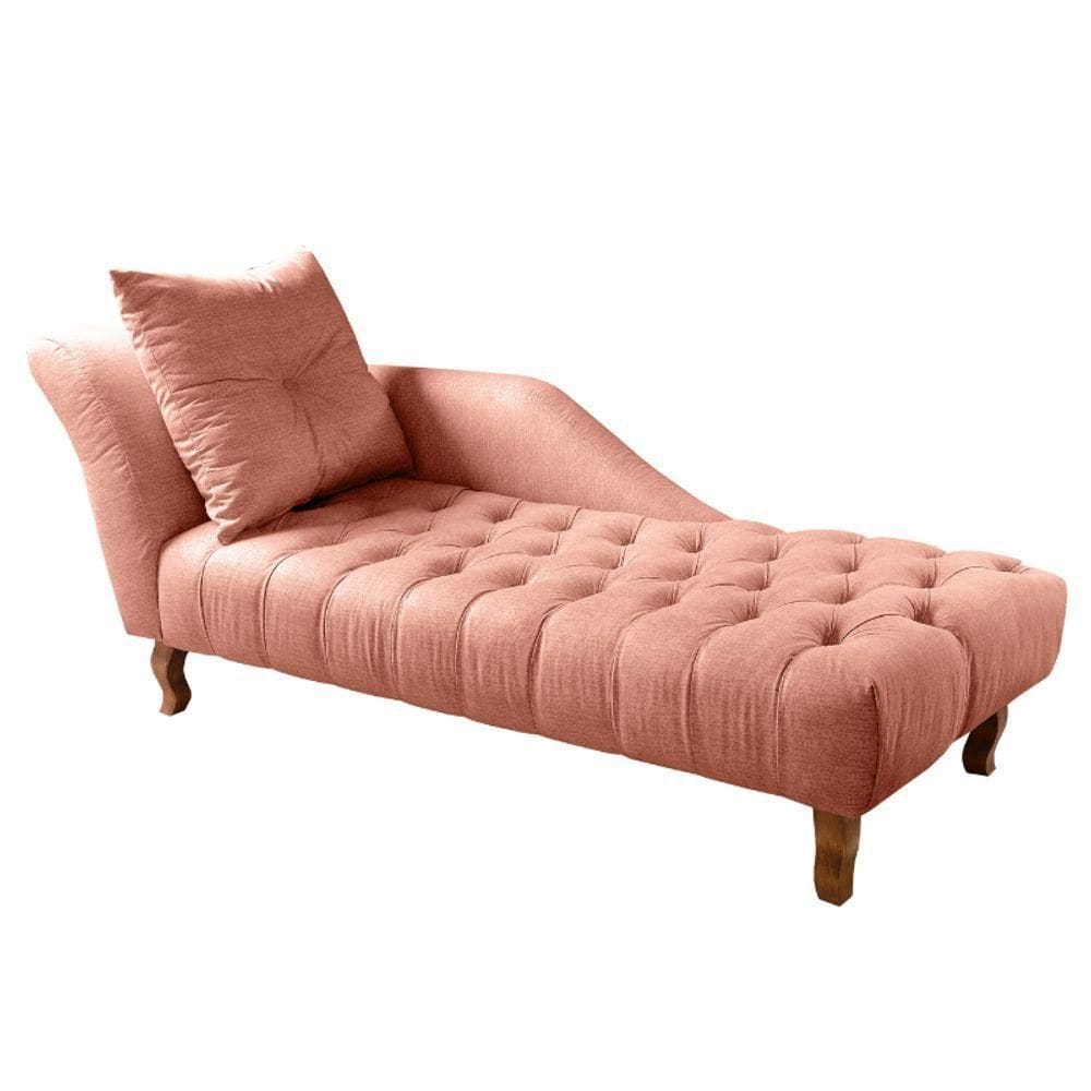 Divã Chesterfield Anna Recamier 160Cm Via Encanto Veludo Rosê Lado Esquerdo
