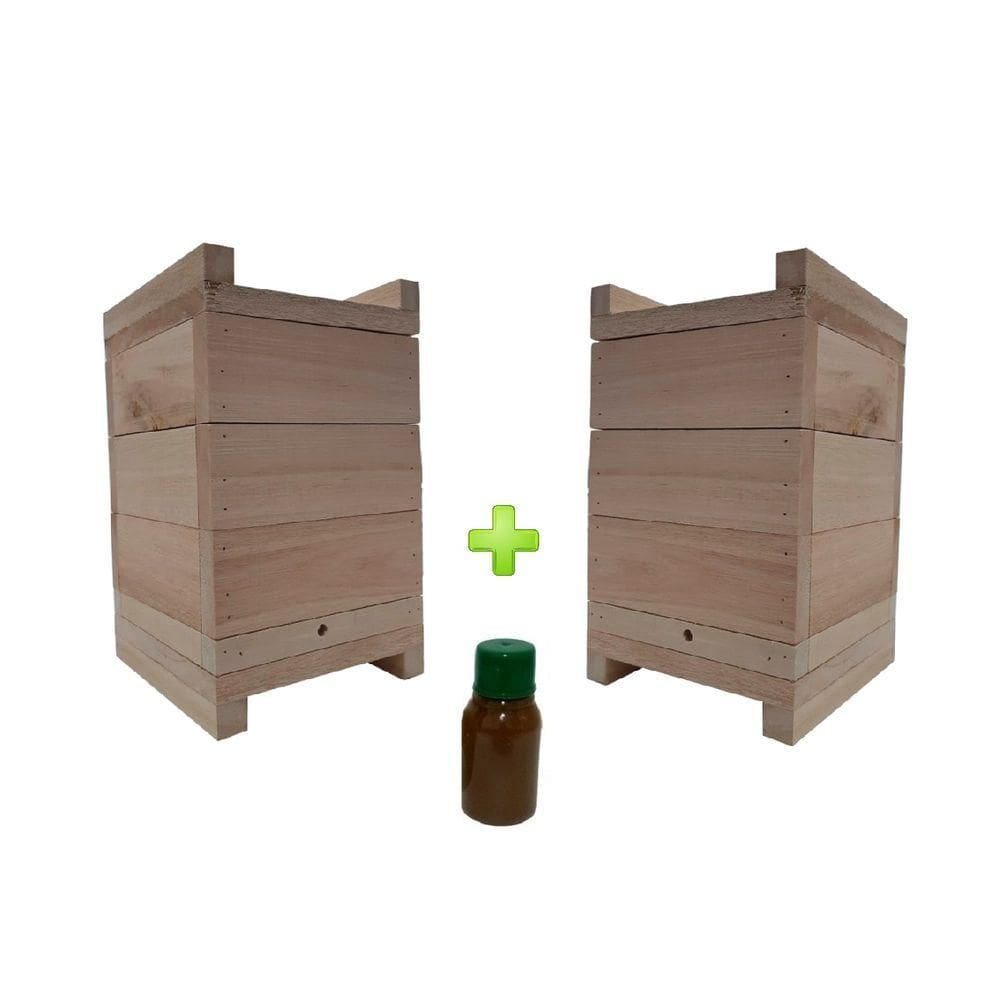 2 Caixas Inpa Abelhas Mandaçaia 15X15 + Atrativo 50 Ml