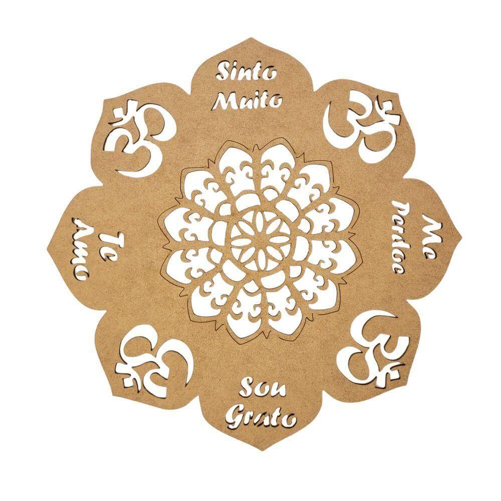 Enfeite Mandala Sou Grato, Te Amo, Sinto Muito, Me Perdoe- Cru 25x25