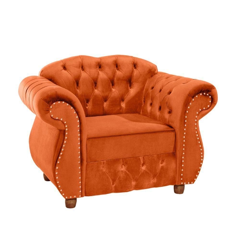 Poltrona Chesterfield Merlô Via Encanto Veludo Cobre
