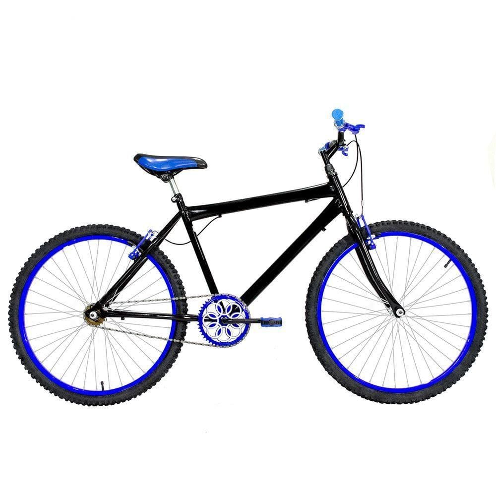 Bicicleta Masculina Aro 26 Mtb Alumínio Colorido Cor Preta E Azul