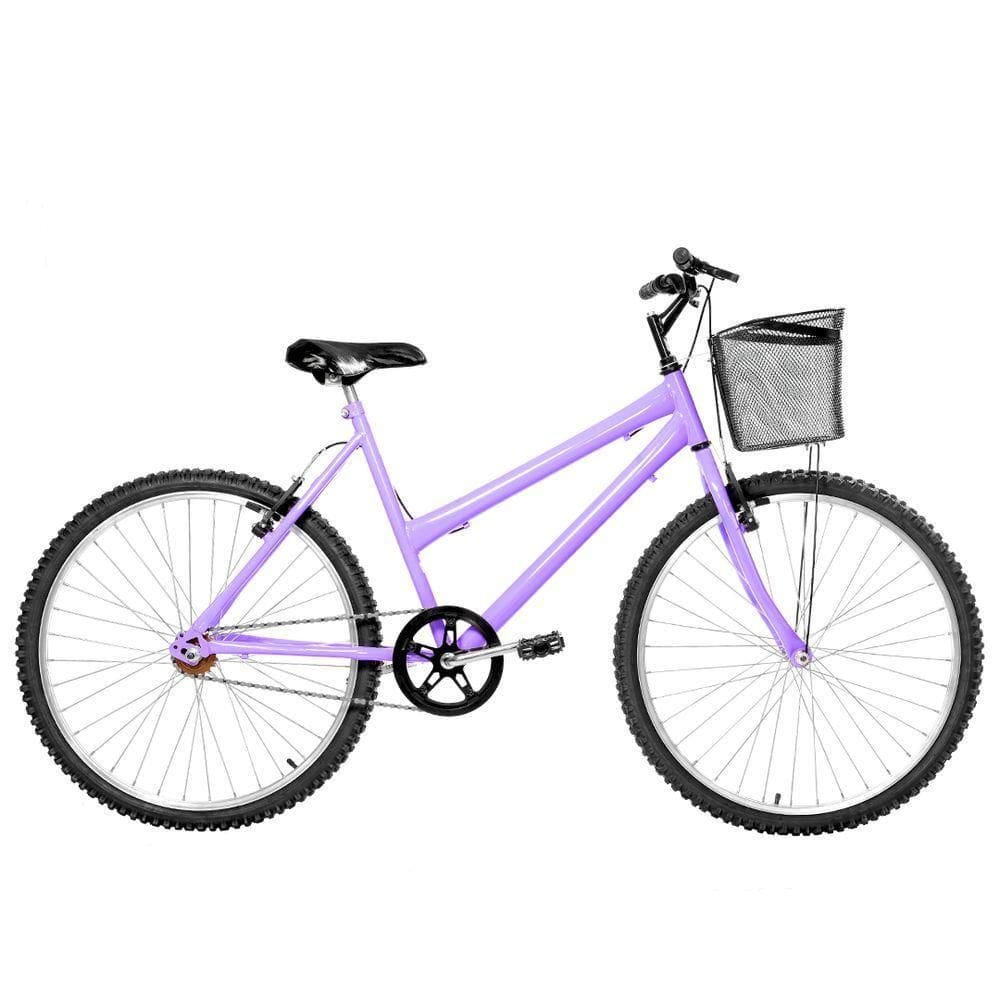 Bicicleta Feminina Aro 26 Mtb Alumínio Natural Cor Lilás