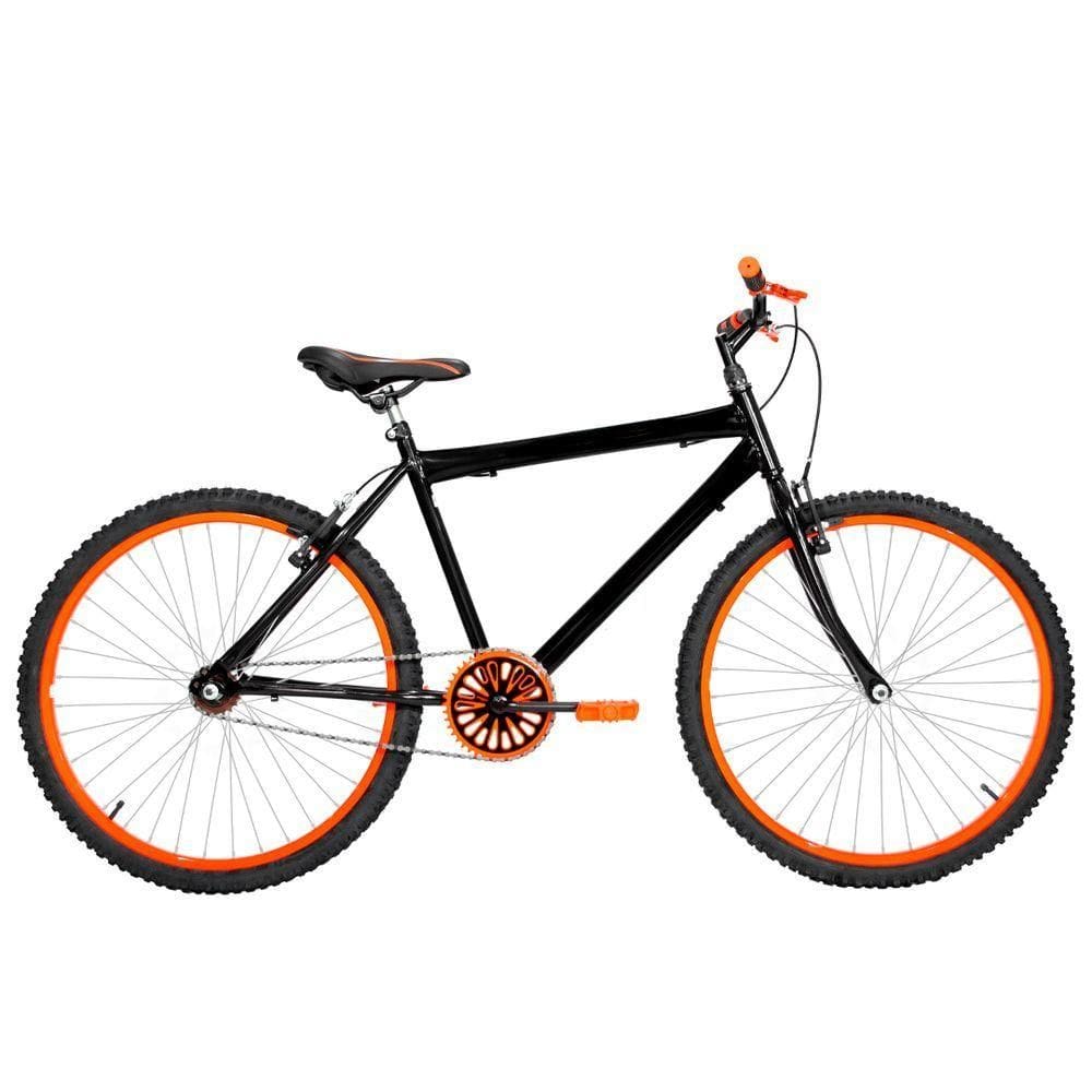 Bicicleta Masculina Aro 26 Mtb Alumínio Colorido Cor Preta E Laranja