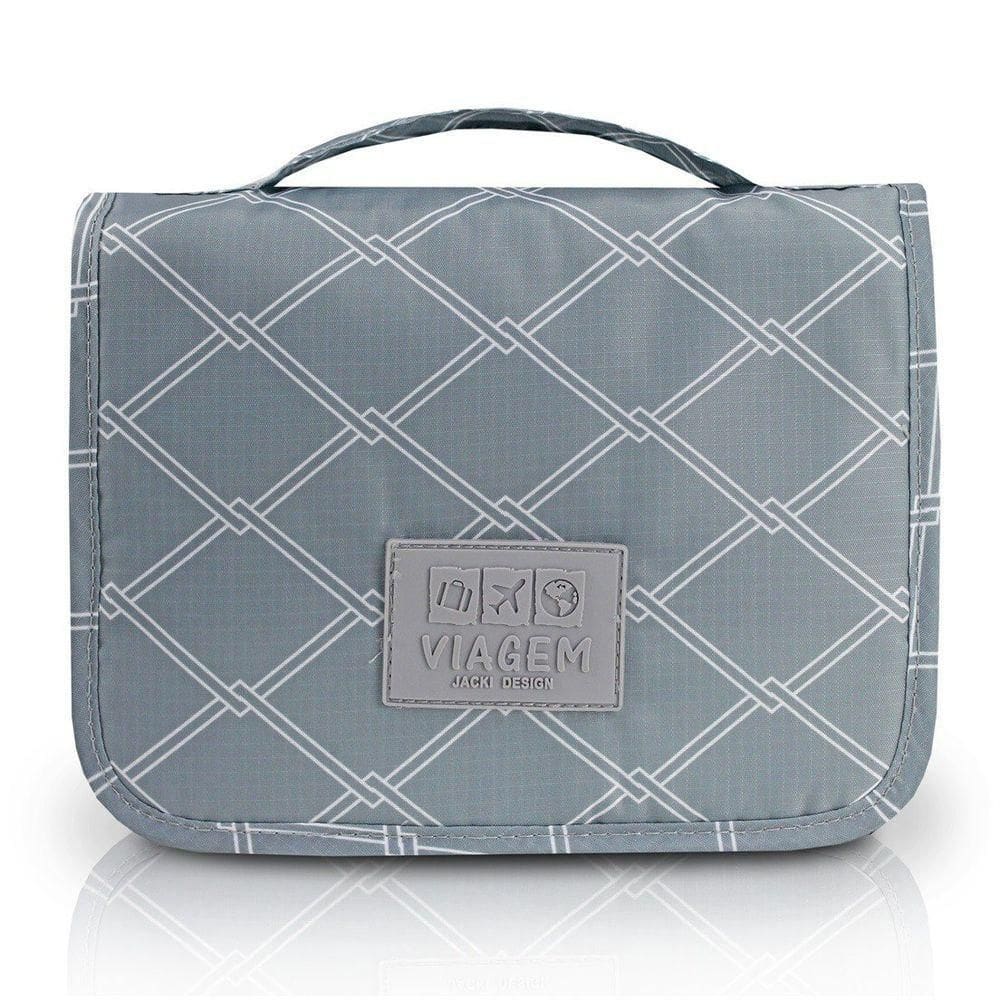 Necessaire Com Gancho Para Viagem Estampa Listrada Jacki Design Cinza