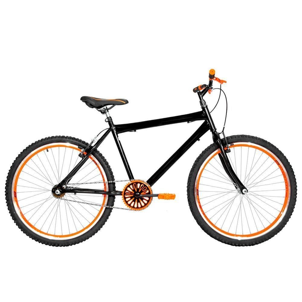 Bicicleta Masculina Aro 26 Mtb Aero Cor Preta E Laranja