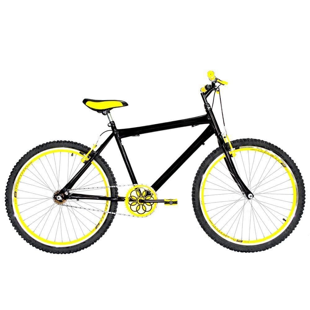 Bicicleta Masculina Aro 26 Mtb Aero Cor Preta E Amarela