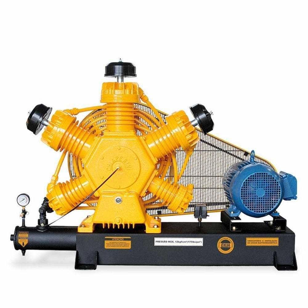 Compressor De Ar Alta Pressão Sobre Base Trifásico 15hp 220/380v 000718 Chiaperini