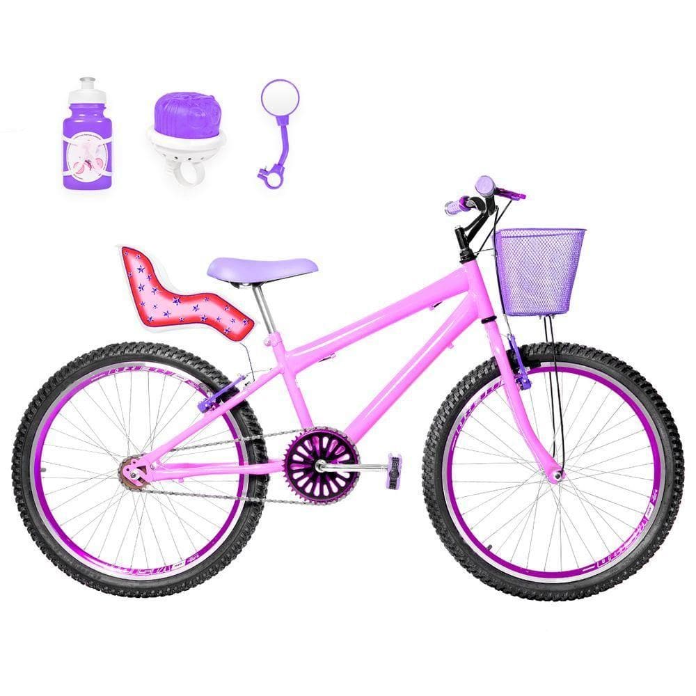 Bicicleta Feminina Aro 24 Aero+Kit Passeio e Cadeirinha