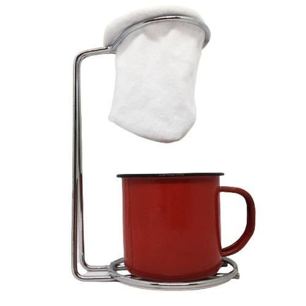 Kit Mini Coador Café Individual Caneca Esmaltada
