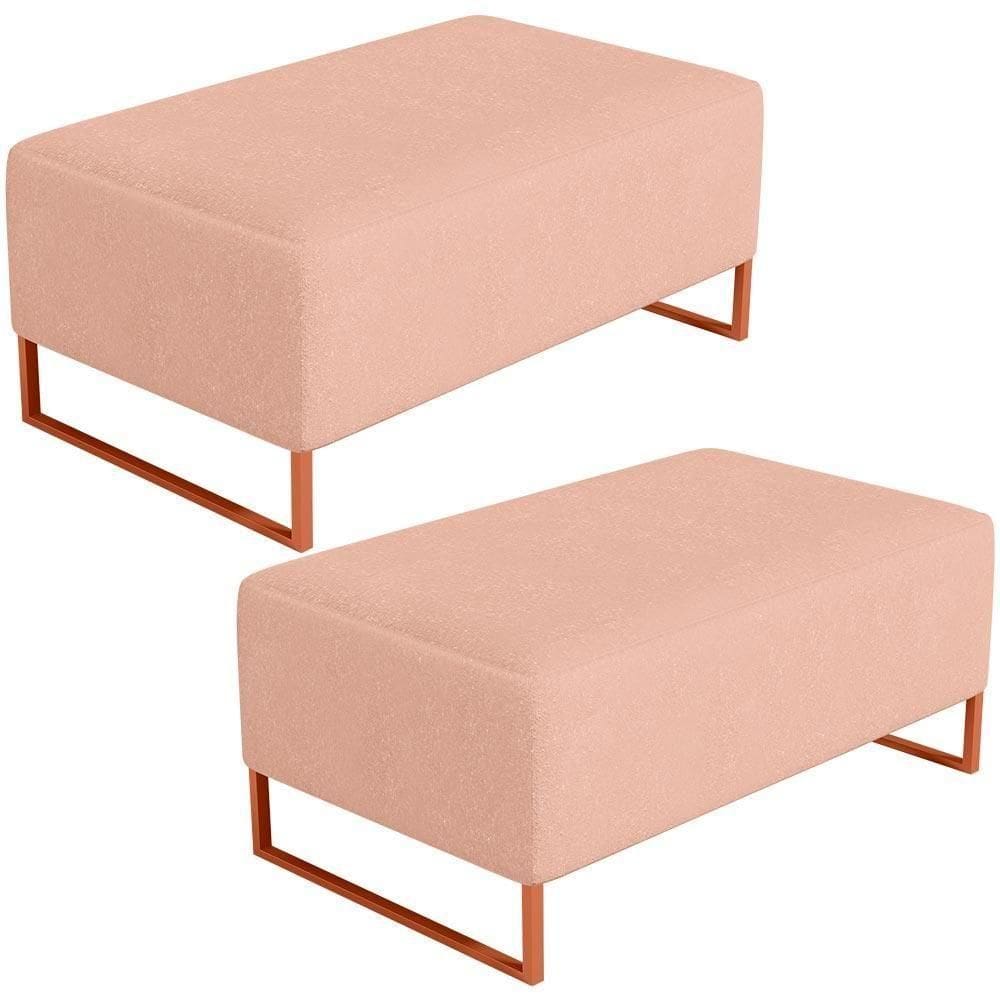 Kit 02 Puffs Decorativo Cléo 90Cm W01 Cobre Linho Rosê