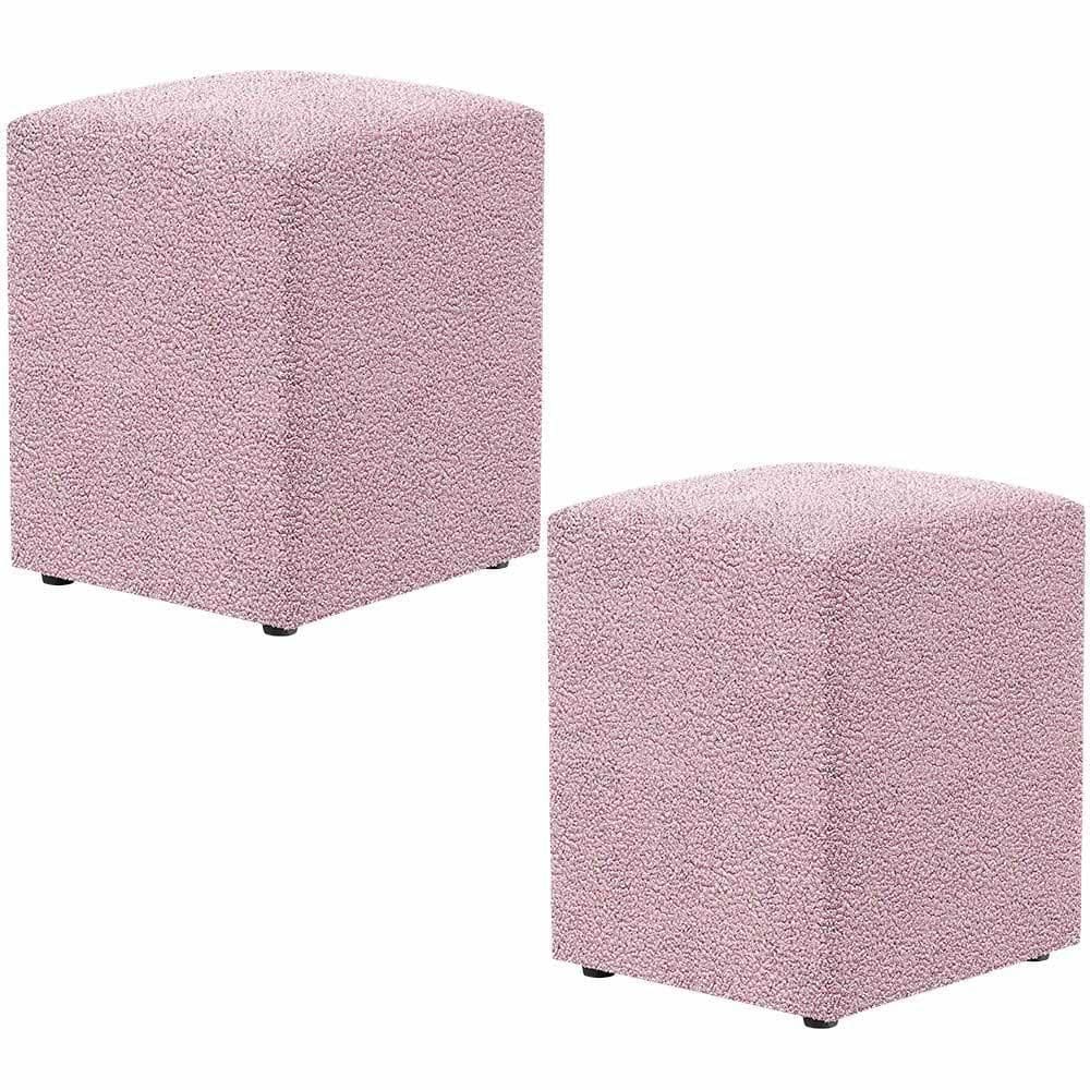 Kit 02 Puffs Quadrado Decorativo L02 Bouclê Rosê