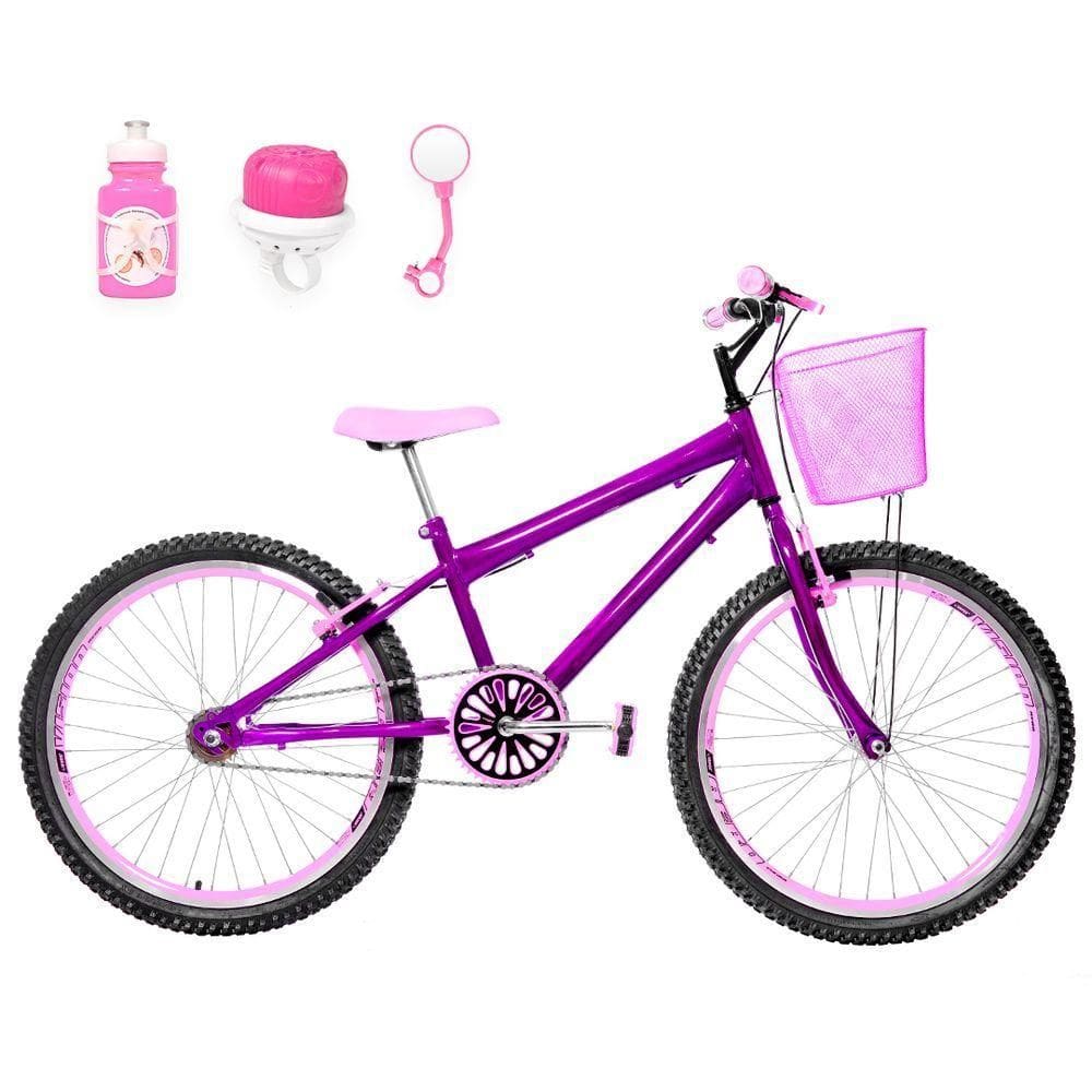 Bicicleta Infantil Feminina Aro 24 Aero Violeta E Rosa