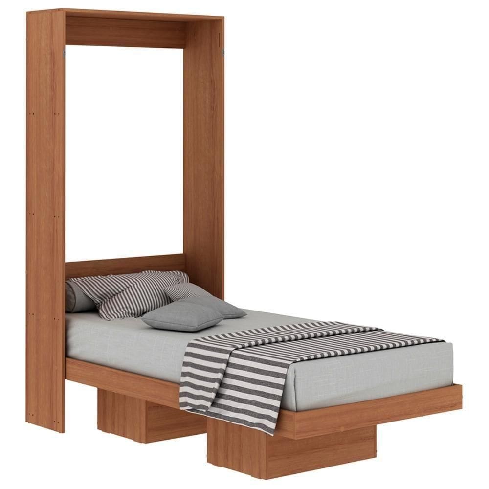 Cama Retratil De Parede Solteiro Cm8015 Amendoa