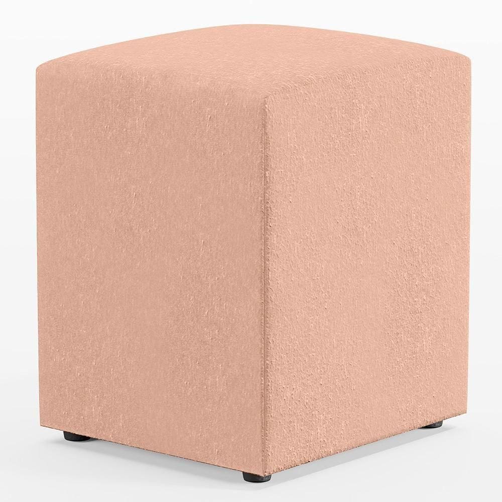 Puff Quadrado L02 Sala De Estar Linho Rosê