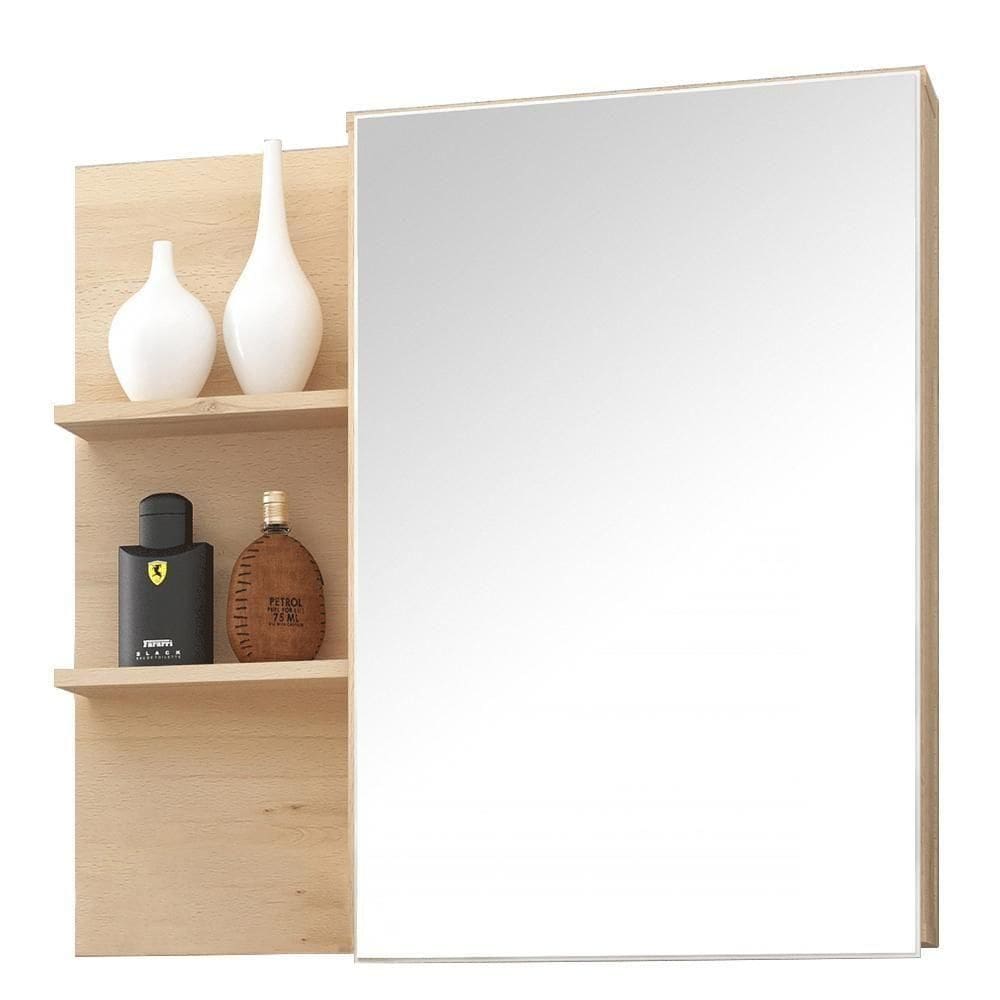 Armário Aéreo Banheiro 80Cm Espelho Jazz B06 Faia Branco