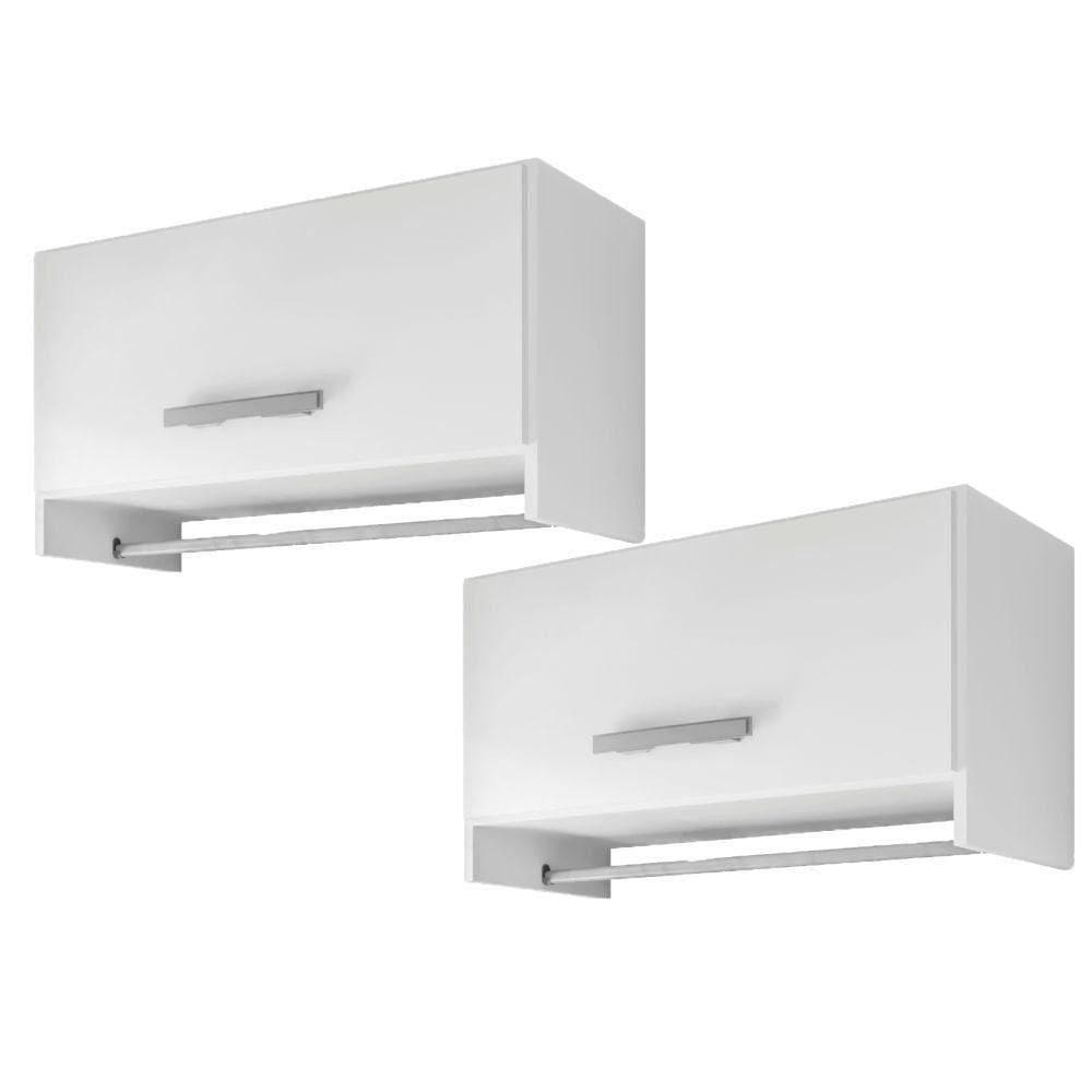 Kit 02 Armários Multiuso Aéreo Cabideiro Grécia L03 Branco