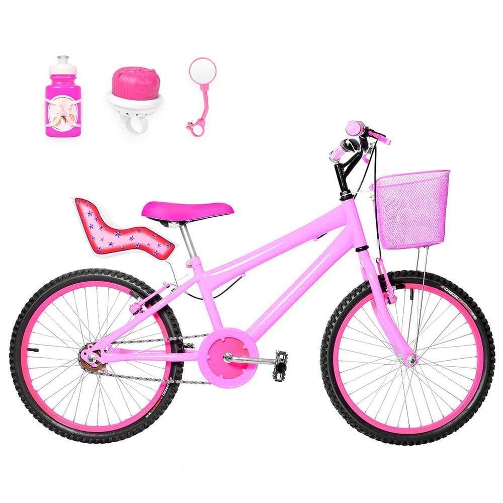 Bicicleta Infantil Feminina Aro 20+Kit Passeio e Cadeirinha