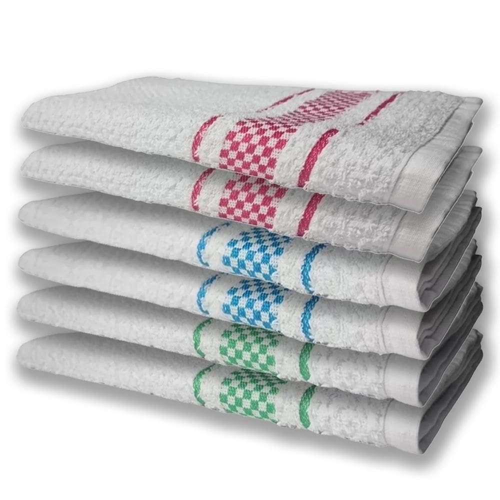 6 Panos De Prato Atoalhado Felpudo Premium Rs+Az+Vd