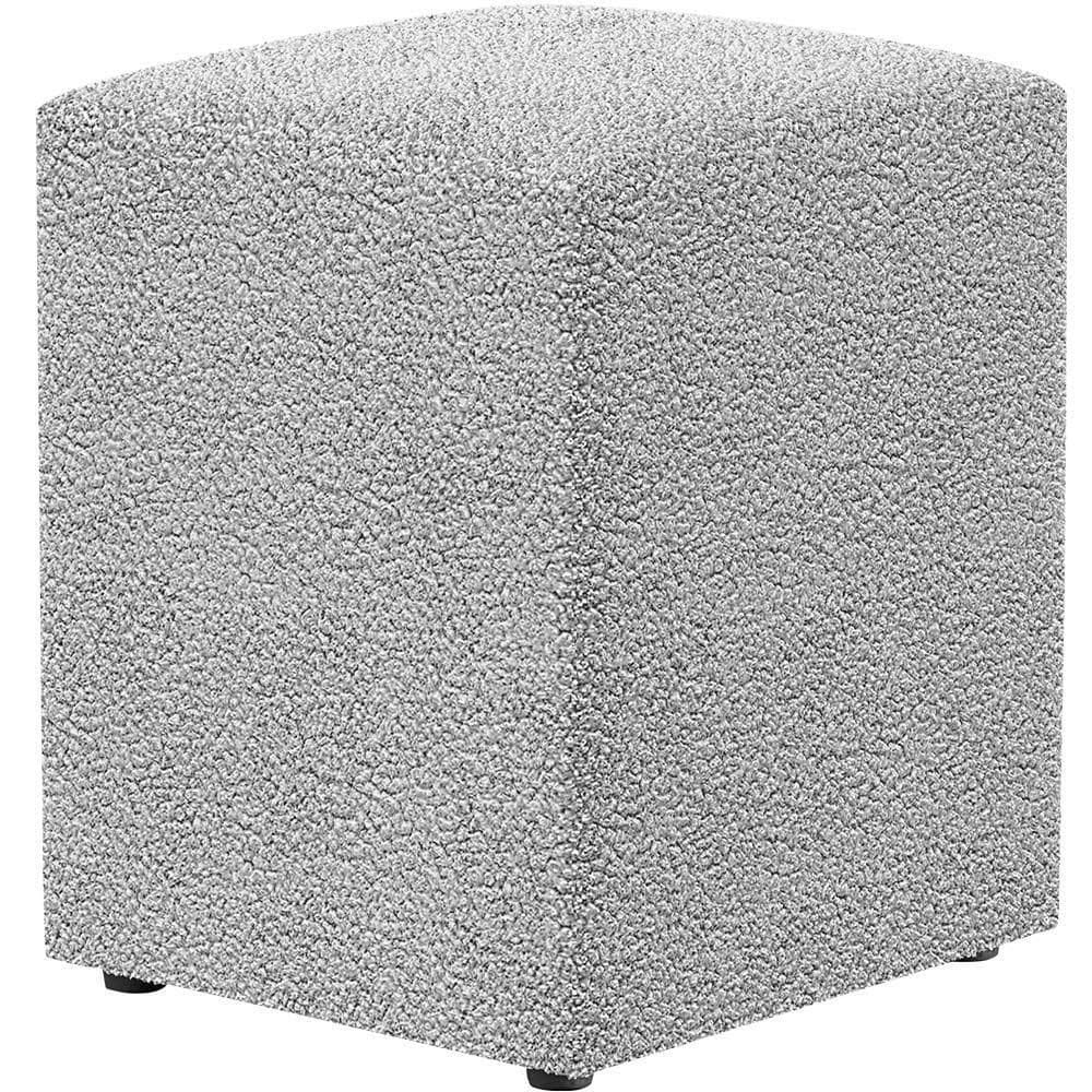 Puff Quadrado Decorativo Sala De Estar L02 Bouclê Cinza