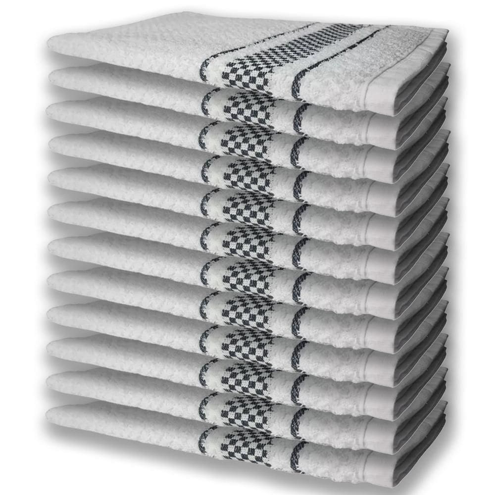 12 Panos De Prato Atoalhado Felpudo Preto