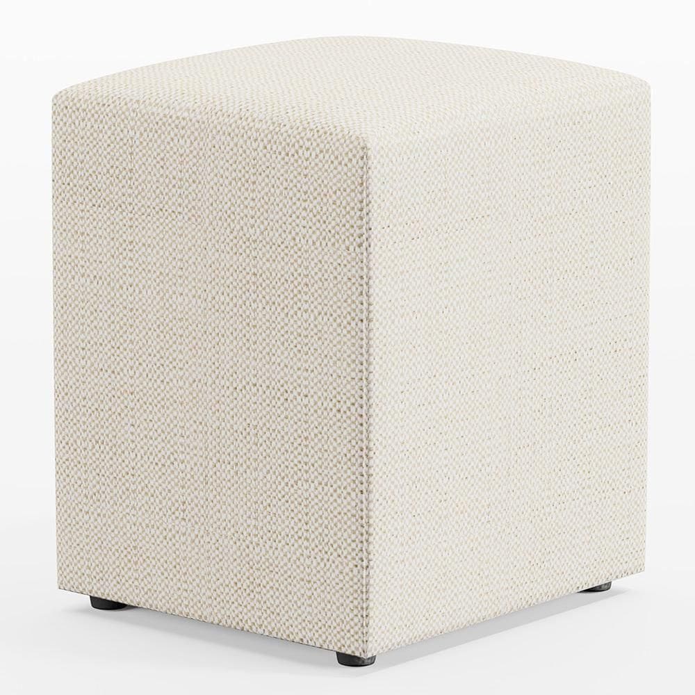 Puff Quadrado L02 Sala De Estar Linho Champagne