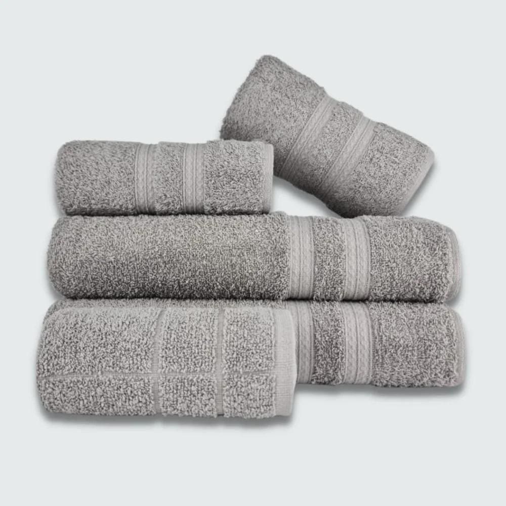 Jogo De Toalha 5 Pçs Gigante Felpuda Lisboa Cinza