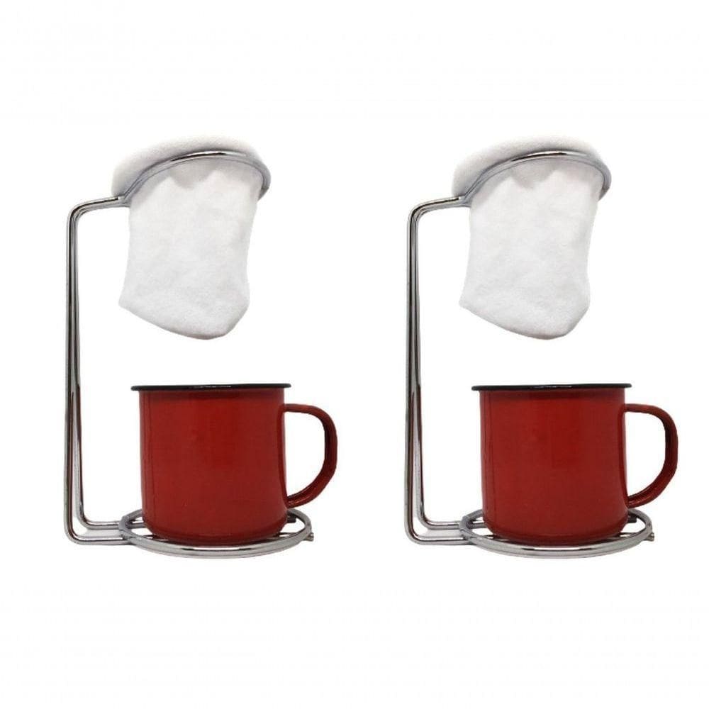 Kit 2 Mini Coador Café caneca Esmaltada 120ml