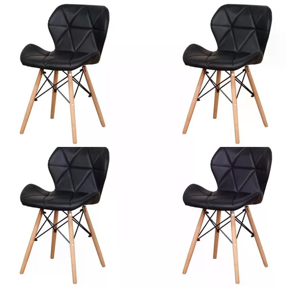 Kit 04 Cadeiras Slim - Preto Preto
