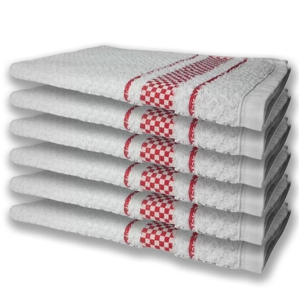 6 Panos De Prato Atoalhado Felpudo 370G/M² Premium Vermelho