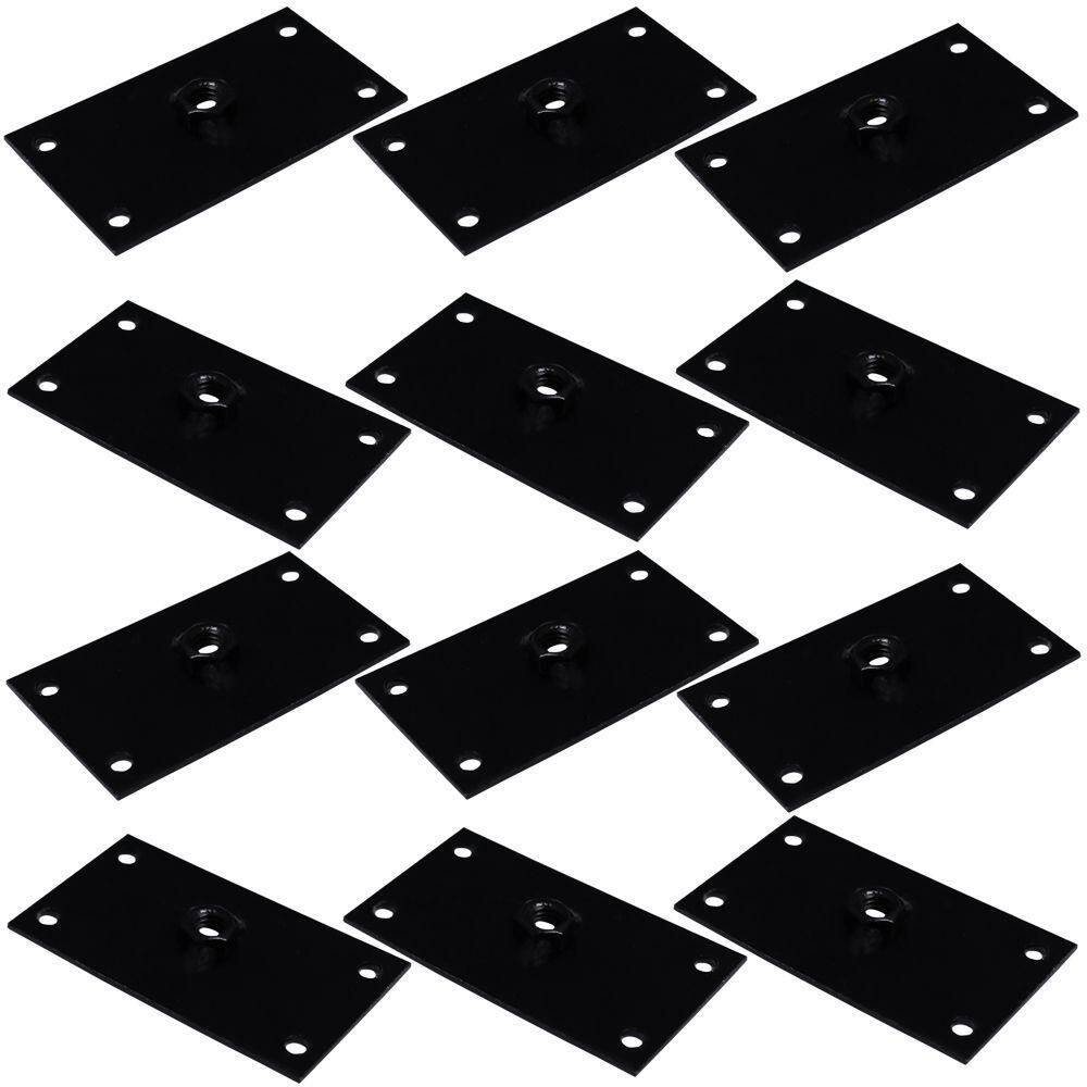 Kit 12 Chapinhas Reta Fixação Pés Palito Rosca 5/16 Preto