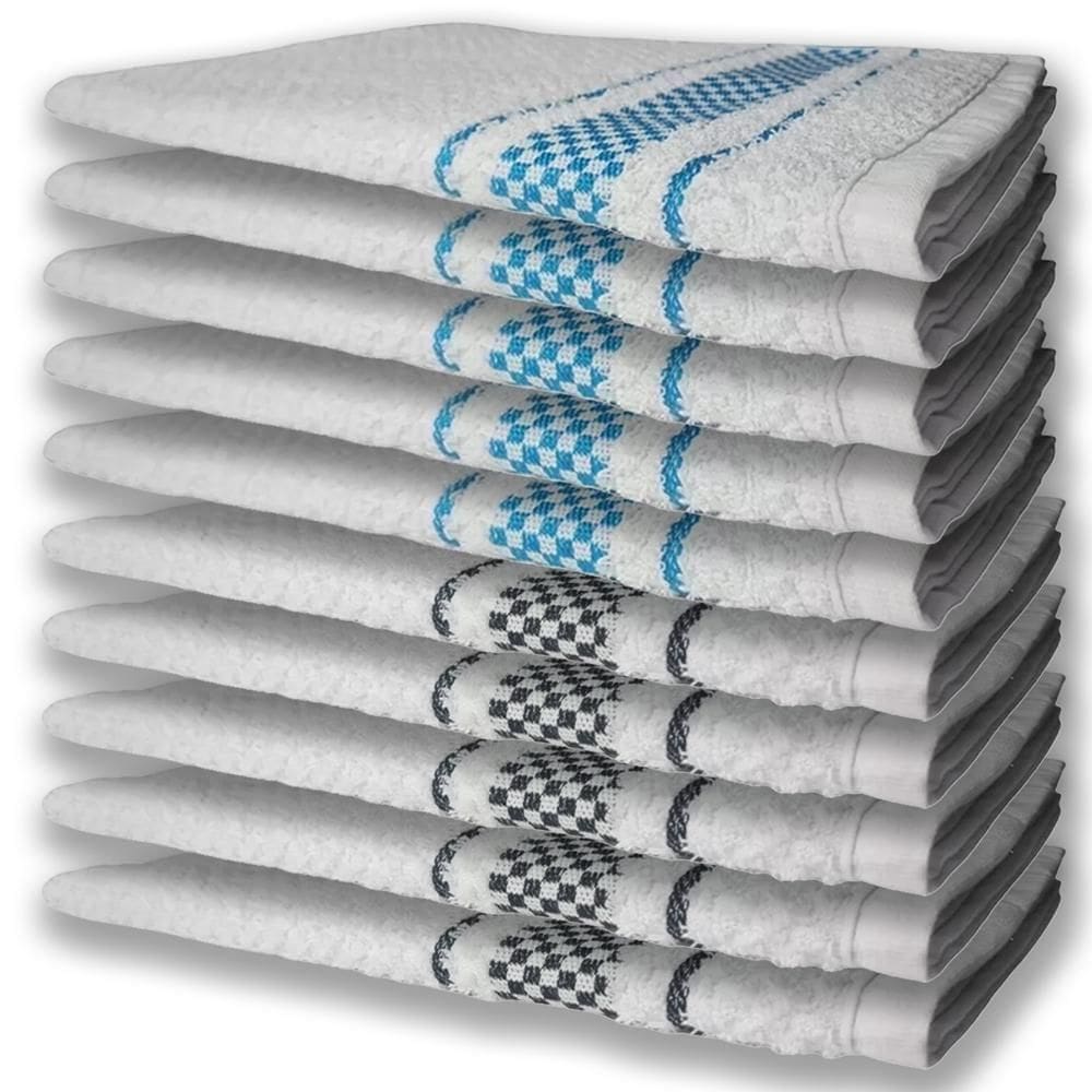 10 Panos De Prato Atoalhado Felpudo 5 Azul 5 Preto