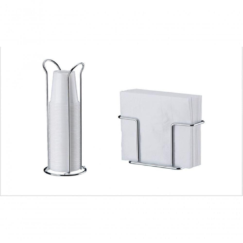 Kit Mesa Aço Carbono Future Porta Copo e Porta Guardanapo