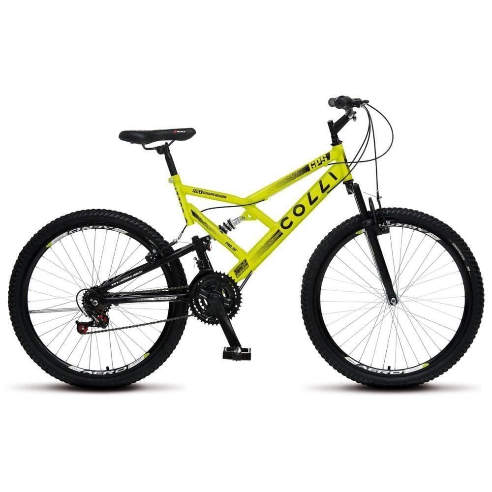 Bicicleta Gps Aro 26 Aço 21 Marchas Dupla Suspensão Amarelo
