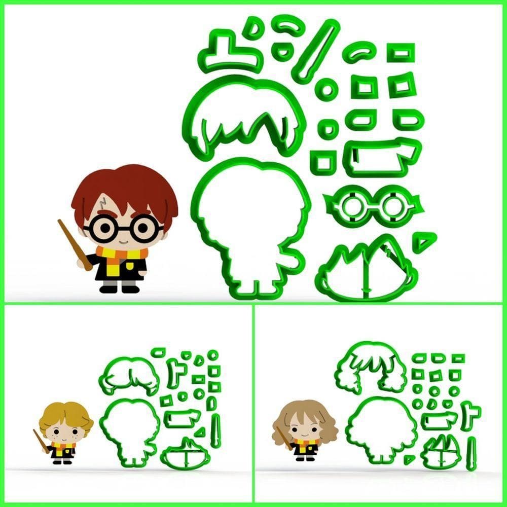 Cortador Kit Harry Potter Cute 3 Personagens Modulares 5 Cm