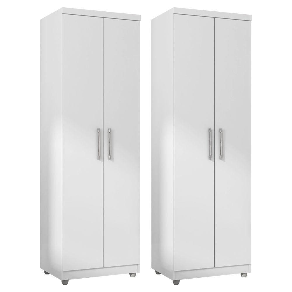 Kit 2 Armários Multiuso Sabrina 2 Portas E 6 Nichos Branco