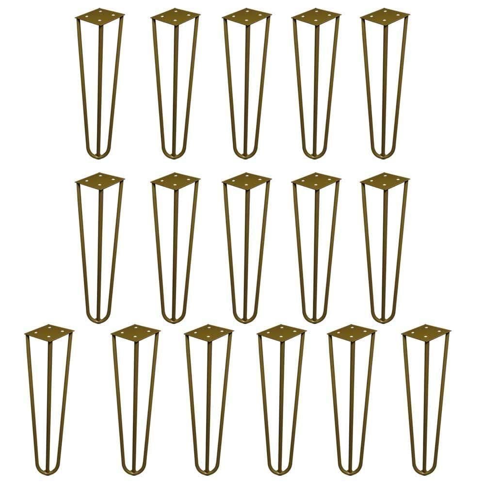 Kit 16 Pés De Metal 25 Cm Rack E Puffs Dourado
