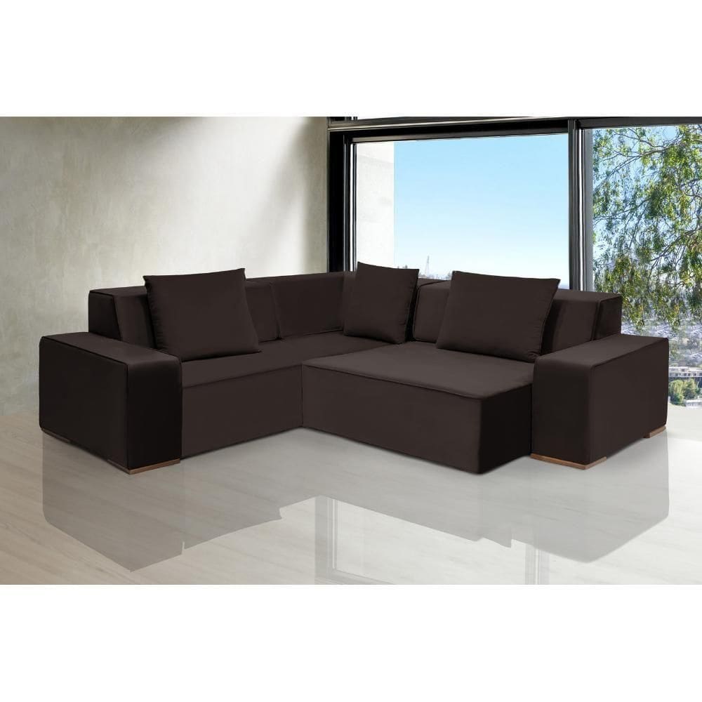 Sofá De Canto Dubai 2,37x2,37m-marrom